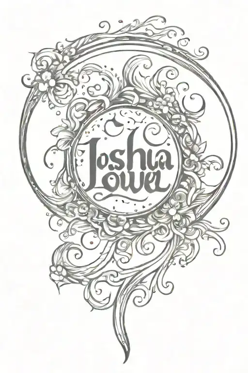 Joshua script tattoo design incorporating the moon and love  tattoo design idea