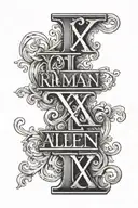 Roman numerals XI IX X with script name Mark Allen tattoo tattoo design idea