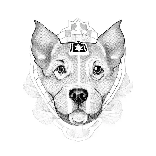 A whimsical blackwork tattoo of a dog wearing a Tottenham football jersey while traveling the world tattoo design idea