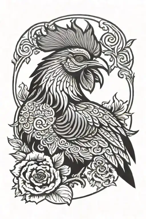 serbian armoiry with rooster head tattoo design idea