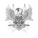 geometric symbols, with german eagle, iran map and canadian maple leaf tattoo design idea