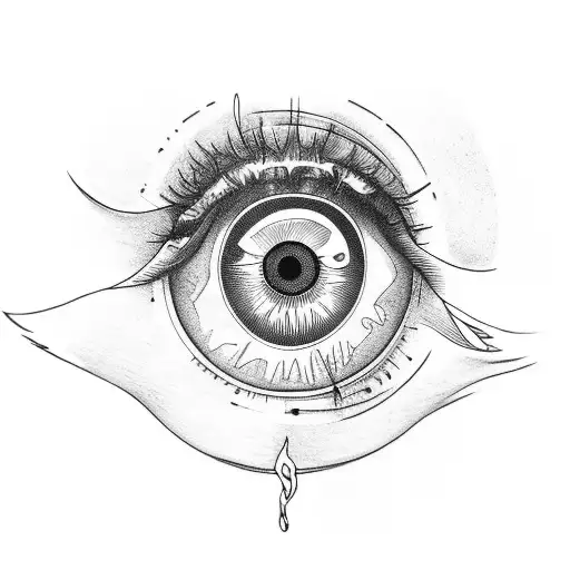 eye with teardrop and an Peace sign inside it  tattoo design idea