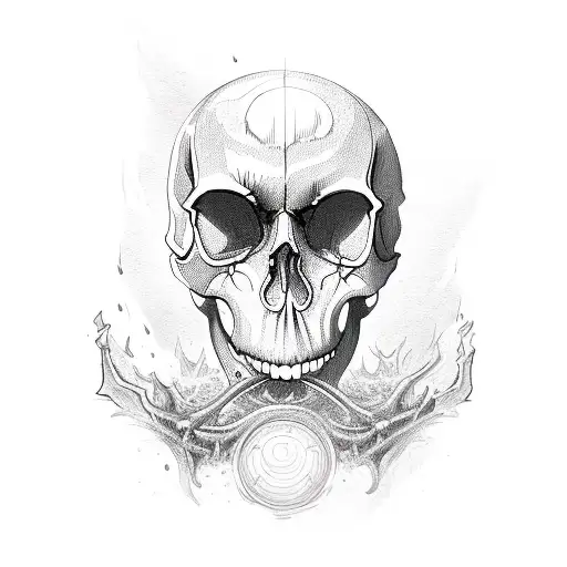 crying skull , demon, sunshine tattoo design idea