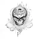 skull hands with crying eyes and sunflower tattoo design idea