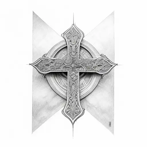 cross with isaiah 41:10 tattoo design idea