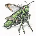 a grasshopper side sketch style tattoo tattoo design idea