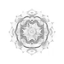 A geometric mandala design inspired by Japanese art, incorporating elements of water and sea creatures tattoo design idea