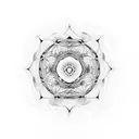 A geometric mandala design inspired by Japanese art, incorporating elements of water and sea creatures tattoo design idea