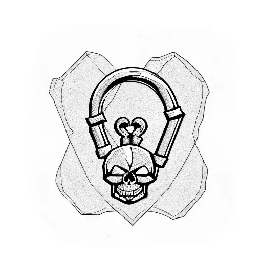 skull in a padlock shape tattoo design idea