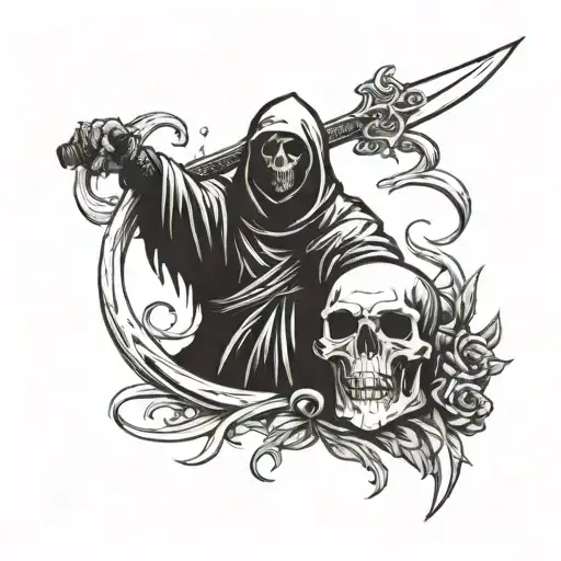 Grimreaper and dagger tattoo design idea