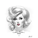 a classic pin-up pose with the red-headed girl confident pose with clipboard tattoo design idea