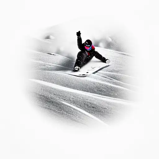 A snowboarder is rolling down the slope. Black and white tattoo design idea