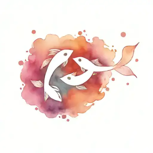 mother and son pisces sign tattoo design idea