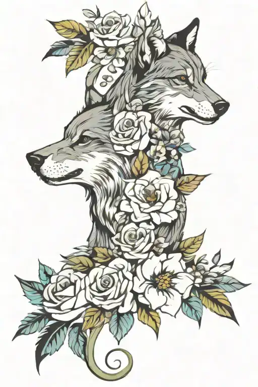 buffalo bills flowers water pisces vine wolf feathers tattoo design idea
