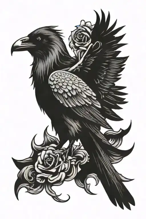 raven, heaven, hell hound tattoo design idea