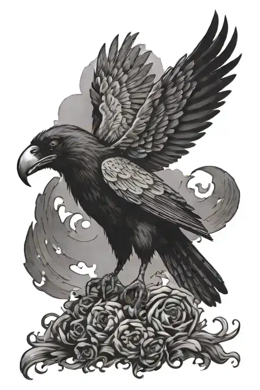 raven, heaven, hell hound tattoo design idea