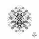 bee and waffle hive with peoni flower tattoo design idea