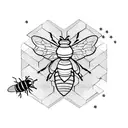 bee and waffle hive with peoni flower tattoo design idea