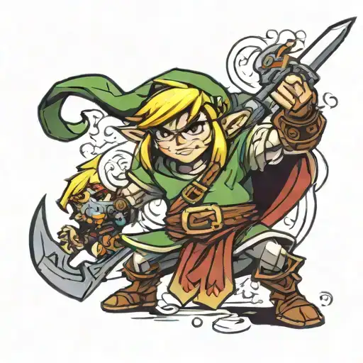 Link from wind waker fighting phnatom ganon tattoo design idea