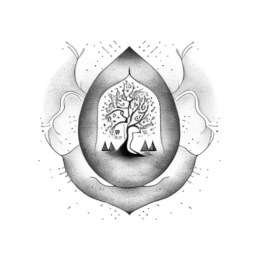 hourglass with a tree inside tattoo design idea