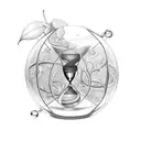 hourglass with something inside that signifies growth tattoo design idea