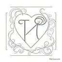 heart using initials t, b, m, c tattoo design idea