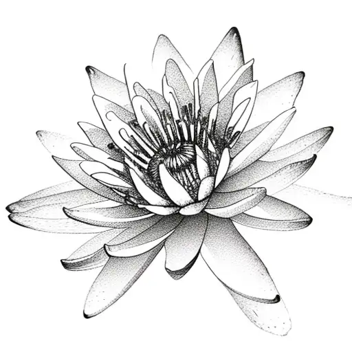 water lily and daisy together with stems and leaves  tattoo design idea