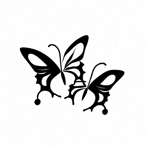 2 butterflies with S and H tattoo design idea