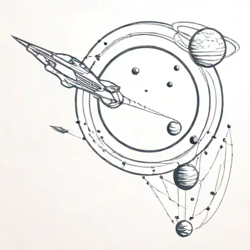 Mass Effect N7 with solar system planets orbiting  tattoo design idea