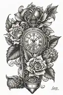 beauty and beast, dagger, pocket watch, apple, pineapple, Superman, sunflower tattoo design idea