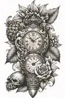 beauty and beast, dagger, pocket watch, apple, pineapple, Superman, sunflower tattoo design idea