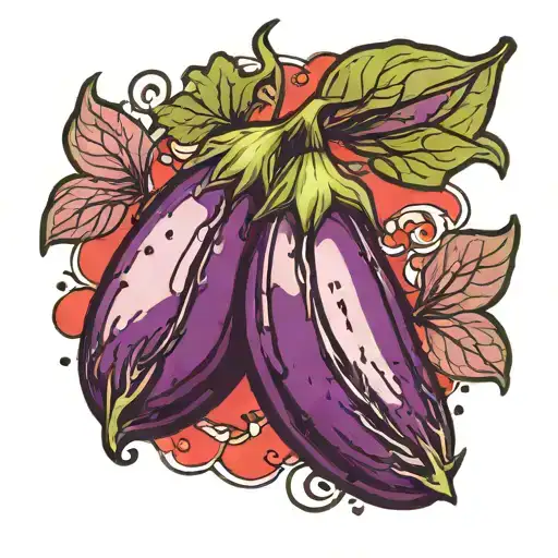eggplant in strawberry  tattoo design idea