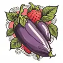 eggplant in strawberry  tattoo design idea
