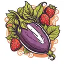 eggplant in strawberry  tattoo design idea