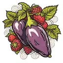 eggplant in strawberry  tattoo design idea
