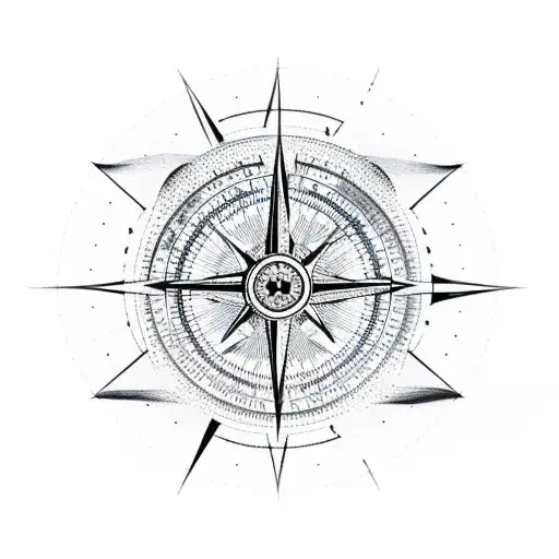 mountain and compass tattoo design idea