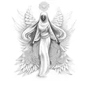 african female guardian angel tattoo design idea