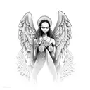 african female guardian angel tattoo design idea