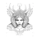 african female guardian angel tattoo design idea
