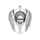 african female guardian angel tattoo design idea