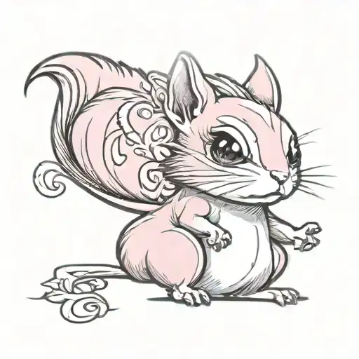 pink chipmunk tattoo design idea