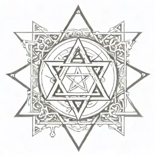 hexagram surrounded tattoo design idea