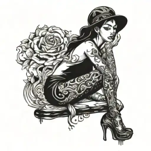 A lady with a  strong mind and heart who endures many problems alone.  tattoo design idea