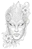 venetian mask inspired by the film eyes wide shut with the phrase "art is better than life" tattoo design idea