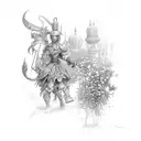 Warrior's Secret Garden tattoo design idea