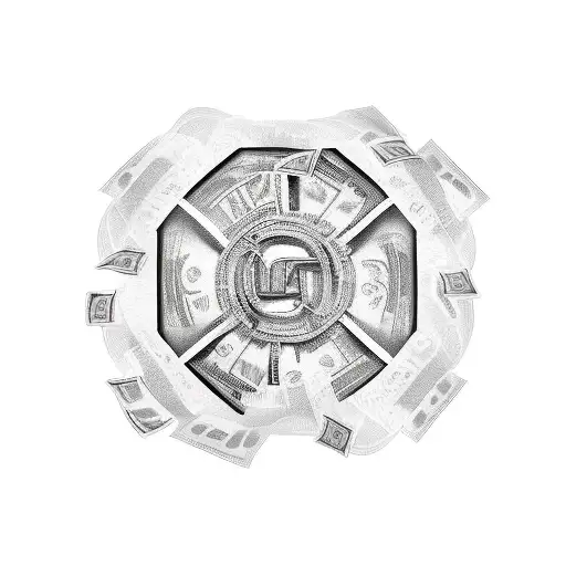 money and cars tattoo design idea