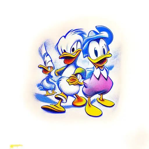 gangsters, donald duck, money tattoo design idea