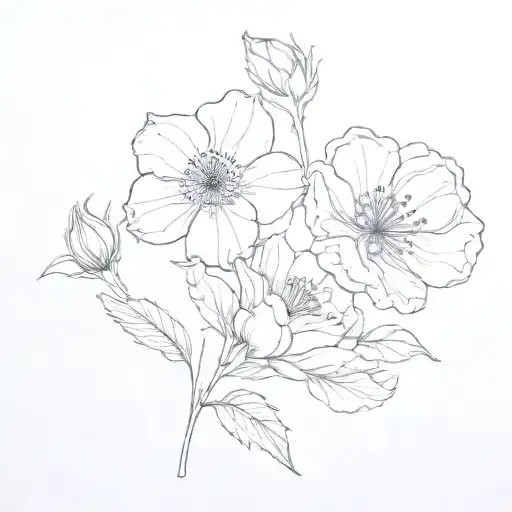 november and december birth flowers mixed together with stems tattoo design idea