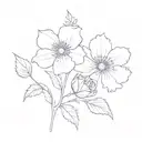 november and december birth flowers mixed together with stems tattoo design idea