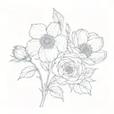 november and december birth flowers mixed together with stems tattoo design idea